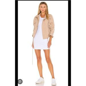 NSF Ruched Sleeve Lightweight Drawstring Jacket Beige Tan Size M Women’s NWT Hig